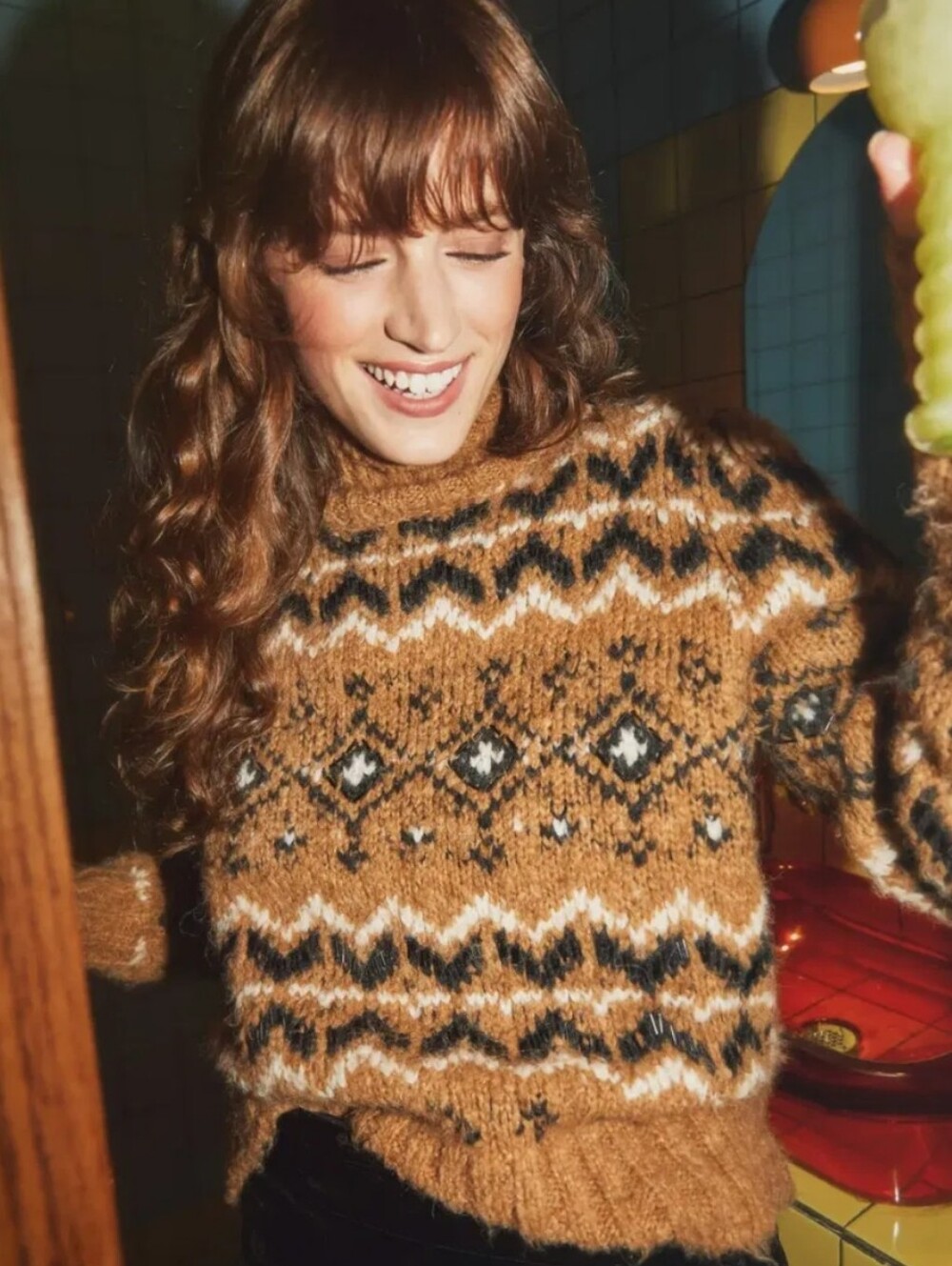 Veronica Beard Chiana Fair Isle Bead Embellished Turtleneck Sweater